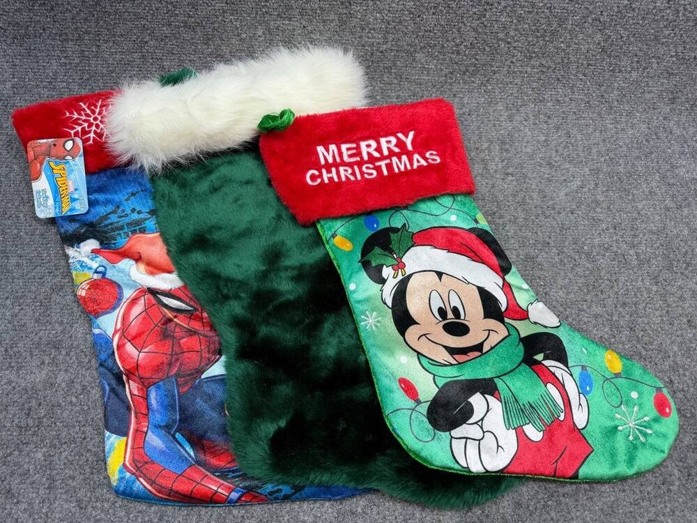 Christmas Stocking Lot Marvel Spiderman Mickey Mouse Holiday Large Decor